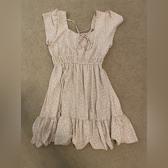 Altar'd State White Ruffled Tiered Mini Sundress cheetah print design - Picture 2 of 2